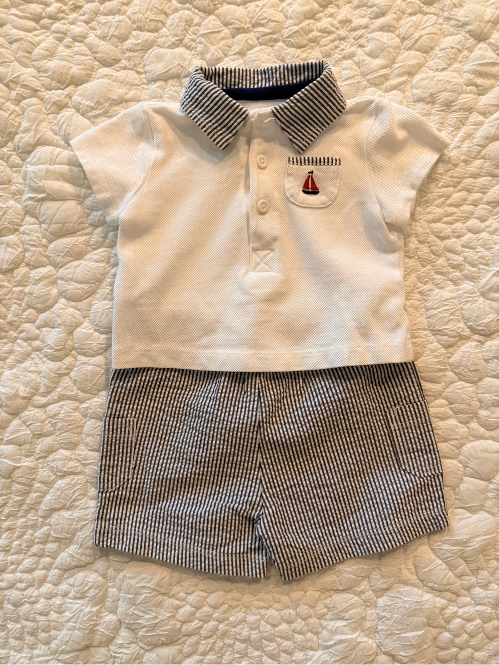 Little Me Nautical Polo & Shorts Set